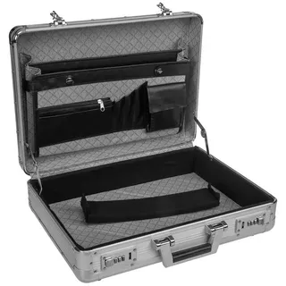 anndora Aktenkoffer DK-201603, silber, mit 2 Zahlenschlössern, aus Aluminium Attaché Koffer - Zahlenschloss abschließbar