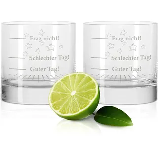 GRAVURZEILE 2er Set GIN Gläser mit Gravur - Guter Tag, Schlechter Tag, Frag nicht! - Witziges Geschenk mit Spruch für Kollegen, Freunde & Familie - GIN-Tonic Tumbler Party Geschenkset