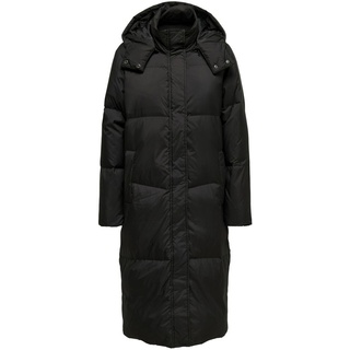 ONLY Damen langer Daunen-Mantel OnlAlicia gesteppt Winter-Jacke Kapuze Oversize, Farbe:Schwarz, Größe:XL