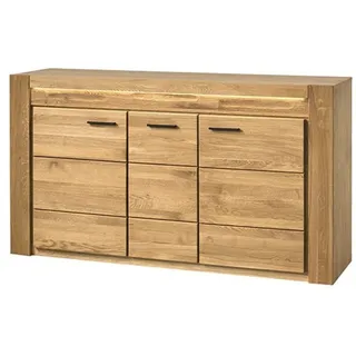 99rooms Kommode Vittorio (Sideboard, Highboard), Modern Design, mit LED-Beleuchtung, Soft-Close, aus Massivholz