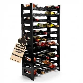 BigDean Flaschenregal 60 x 111 x 30 cm Schwarz