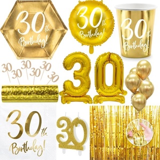 30. Geburtstag Geburtstagsdeko Party Set Zahl 30 Jahre gold Partyartikel