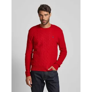 Strickpullover mit Logo-Stitching, Rot, XXL