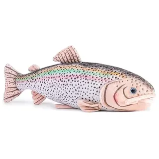 PuffPurrs Simulations-Regenbogenforellen-Plüschtier - 17", realistischer, bunter Forellen-Fisch, superweiche Tiefseetier-Plüschpuppe, Geschenke für Kinder