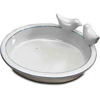 Antikas - Vogeltränke, Vogelbad - Oval - Weiß-grün, Wasserschale als Vogelbecken
