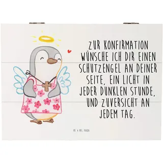 Mr. & Mrs. Panda 25 x 18 cm Holzkiste Pinguin Konfirmation - Geschenk, XXL, Kommunion, Konfirmation Geschenk, Truhe, Jugendweihe, Zuversicht,