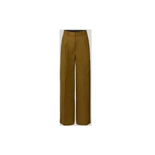 Straight Fit Leinenhose mit Bügelfalten Modell 'Tempoli', Oliv, 40