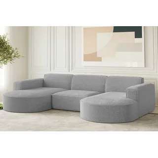 Fun Möbel Wohnlandschaft U-Form Stoff 3-Sitzer Braun