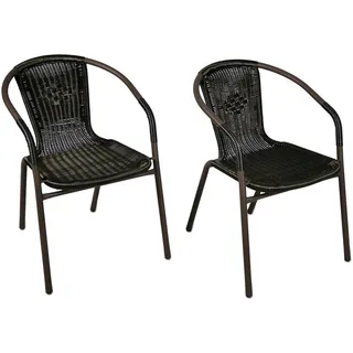VCM Rattangeflecht Bistrostuhl 53 x 60 x 73 cm dunkelgrau