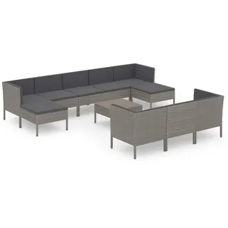 vidaXL 11-tlg. Garten-Lounge-Set mit Auflagen grau