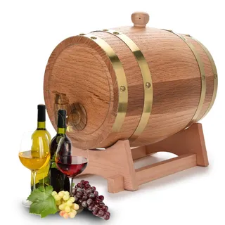Weinfass, Holzfass 3L Mini Eiche Whiskyfass Kleines Eichenholzfass Eichenfass Personalisiertes Design Holz Whiskyfass Liqueur Schnapsfass für Wein Spirituosen und Whiskylagerung