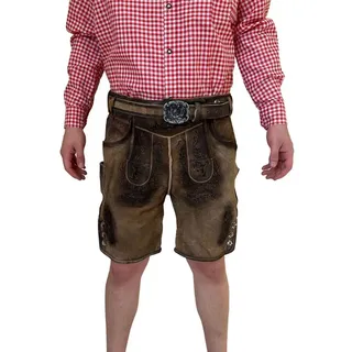 Dretaild Trachtenhose Deluxe Lederhose kurz Premium für Herren Bockleder braun 48