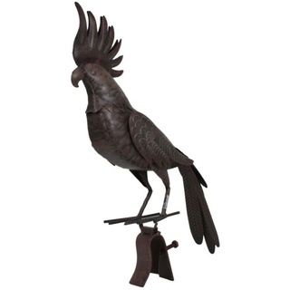 GartenHero Gartenfigur Skulptur Tier Metall Vogelskulptur Gartenfigur Papagei Kakadu Garten Deko Figur, Mit Klemmvorrichtung