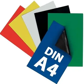 5 x Magnetfolie DIN A4 Format, farbig sortiert - 0,8mm x 297mm x 210mm - Farbige magnetische Folie - einfach zuschneiden, beschriften oder flexibel einsetzen, Farbe: blau