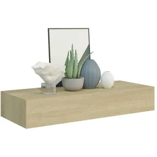vidaXL Wandregal mit Schublade Eichen-Optik 60x23,5x10 cm MDF