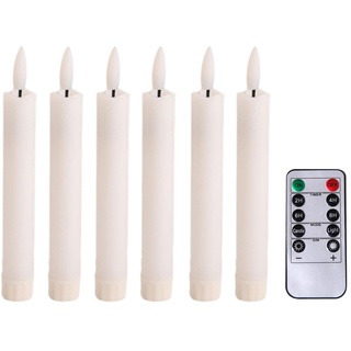 Sharplace 6 Stück LED-Kerzen, Fensterkerzen, Licht, Docht, flammenlose Stabkerzen, Kerzen mit Fernbedienung für Schlafzimmer, Tisch, Halloween, Weiß