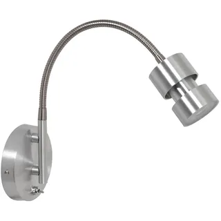Steinhauer Wandstrahler NATASJA, GU10, mit Flexarm + Schalter an Wandplatte, stahl gebürstet STE-3094ST