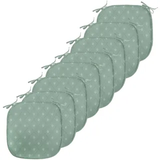 ABAKUHAUS Fleur De Lis Polster für Esszimmerstühle, Retro königlichen Lilien, Dekoratives wasserfestes Kissen mit Riemen für Küchensitze, 40 cm x 40 cm-8er Pack, resedagrün