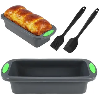 Rairsky Silikon Brotbackform, Antihaft Brotbackformen BPA-frei 28x10x6.5cm | mit 1 Bürste+1 Spachtel Kastenform Kuchen Silikon Backform Kasten, Silikonbackform Kastenform, Silikonbrotform für Kuchen
