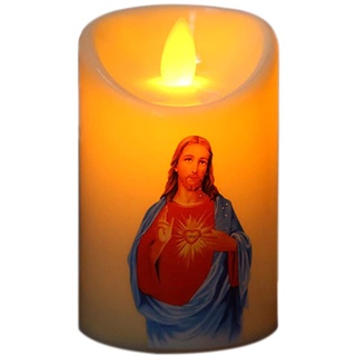 Swetopq Jesus Christus Kerze Licht Christliche katholische Heilige Religiöse Heilige Teelichter für Hotel Esszimmer Kirche Dekoration