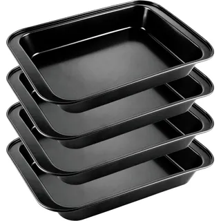STARVAST 4er Set Antihaft Backblech | Edelstahl Auflaufform Backform 4er Set, Tiefes Ofenblech Kuchenform für Brownies, Lasagne, Auflauf