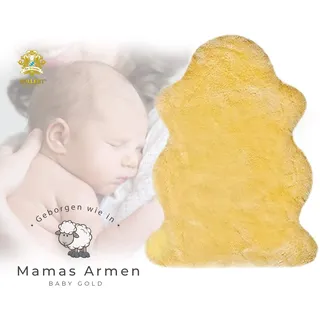 Lammfell geschoren 110-120 cm echtes Merino Lammfell Krabbelunterlage Buggy Kinderwagen Babybett superweich schadstoffarm chromfrei Babyfell Schaffell Premium Qualität Naturform waschbar