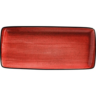 2x Bonna Aura Passion Moove 34x16cm 2,5cm hoch Rot Creme Porzellan APSMOV35DT Servierplatten Speise Geschirr
