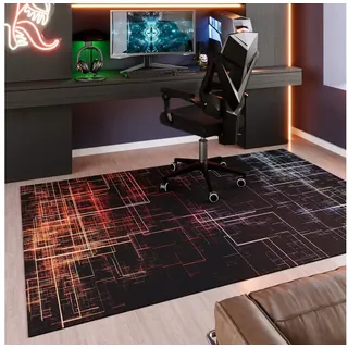 Wecon home Teppich Quantum Warp, rechteckig, Höhe: 5 mm, Gamer Teppich, gewebt, geometrisch, robust, Gaming Room, rutschfest schwarz 160 cm x 230 cm x 5 mm