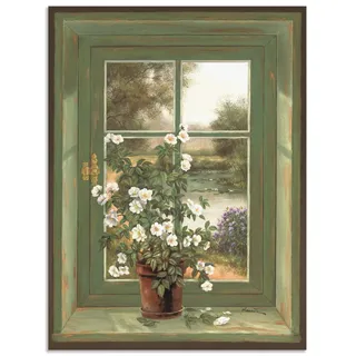 ARTland Wanddeko Wandbild Alu Verbundplatte für Innen & Outdoor Bild Fensterblick Fenster Natur Landschaft Stillleben Blumen Botanik Kunst T5YV