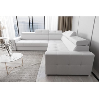 JVmoebel Ecksofa Wohnzimmer Textil Leder Luxus L Form Modern Ecksofa Couch, Made in Europe weiß