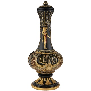 lachineuse - Ägyptische Vase, Göttin Isis 33 cm – Dekorative Vase Schwarz & Gold – Dekoration für den Innenbereich, Ägyptische Dekoration, Hathor Hieroglyphe – originelle Geschenkidee