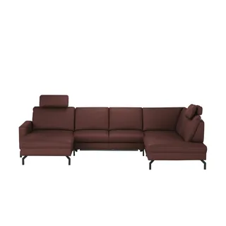 meinSofa Wohnlandschaft aus Leder Grace , rot , Maße (cm): B: 332 H: 89 T: 220.0