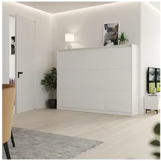 SMARTBett Schrankbett Classico 140x200 cm, 160x200 cm Horizontal Weiß Klappbett Gasdruckfedern weiß