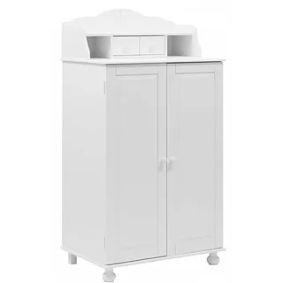 clever-moebel Computerschrank Sekretär Massivholz Kiefer, Weiß | PC-Schrank im Landhausstil, Mit Aufsatz, Ausziehbare Tastaturablage, Stauraum für Tower & Monitor