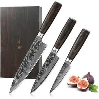 Wakoli Messerset, Braun, Metall, Nachbildung,Eiche, Kochen, Küchenmesser, Messersets