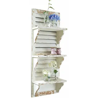 Loberon Wandregal Morclerey, antikweiß | Wandregal, Reizvolles Shabby-Flair, Typische Landhaus-Elemente, Holz mit Antik-Finish
