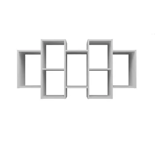 CDF Hängeregal Wandregal 129 cm mit 7 Fächern modernes Design offene Ablage für Wohnzimmer Büro Jugendzimmer dekorative Wandaufbewahrung Holzoptik - Weiß