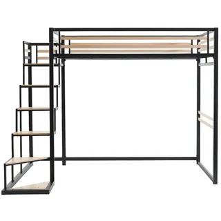 Vente-Unique Hochbett, Schwarz, Metall, Uni, 2-Sitzer, Kinder- & Jugendzimmer, Kindermöbel, Kinderbetten, Hochbetten