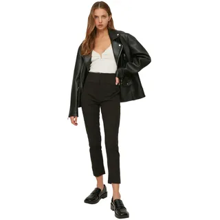 TRENDYOL Damen Zigarettenhose Mit Schwarzen Beli Pants, Schwarz, 42 EU - 42