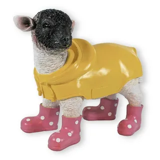 colourliving Tierfigur Gartenfigur Schaf mit Gummistiefeln in rosa Deko, Handbemalt, Wetterfest, Witzige Deko bunt|gelb|rosa