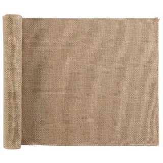 Macosa Home Tischläufer Jute natur braun Tischdecke 140x35 cm, Juteläufer Tafelläufer modern braun