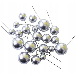 Festivalartikel Tortenstecker Tortendekoration Kugeln am Stiel Gold Topper Ball goldenen Kugeln silberfarben