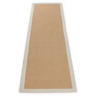 carpetfine Sisalteppich Läufer erhältlich", beige Creme | Rutschfester Flachgewebe Teppichläufer Uni aus Naturfasern für Wohnzimmer
