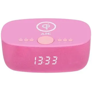 AIC 28 BT Radiowecker mit Bluetooth Qi-Ladefunktion Dimmbares Display 2 Weckzeiten lila - Rosa