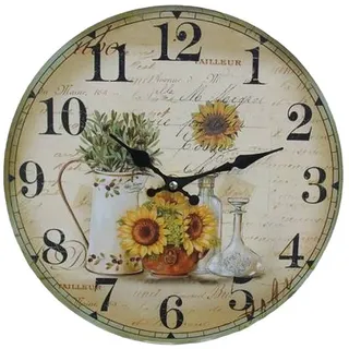 Ambiente Haus Wanduhr Wunderschöne, Wanduhr mit Sonnenblumen, 28 cm, Landhaus