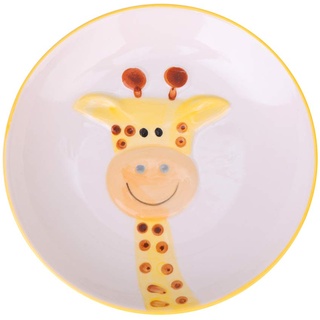 HEMOTON Cartoon Kinder Keramik Geschirr Giraffe Muster Essen Teller Porzellan Fütterungsplatz Mahlzeit Teller für Kinder Baby