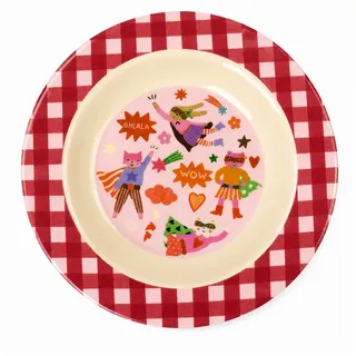 rice Teller Tiefer Kinderteller 20cm Rot Super Hero Melamin Kindergeschirr, (1 St) rot