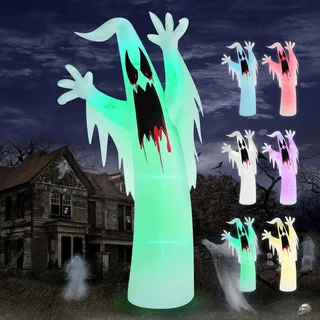 Danxilu 3,6m XXL Halloween Aufblasbar Geist Outdoor Deko | Aufblasbare Figuren Dekoration mit 6 Farbwechselnden LED-Beleuchtungn für Garten Rasen Draußen Außen Hof Vorgarten