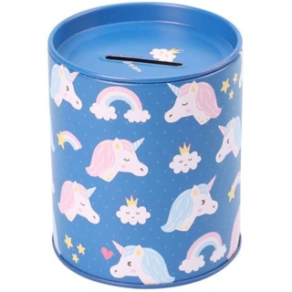 Spardose für Kinder, Einhorn, Original-Spardosen aus Dose mit Deckel, Tierdesign, günstige Spardose für Kinder, kann auch als Bleistiftdose verwendet werden. (Blaue Einhörner)