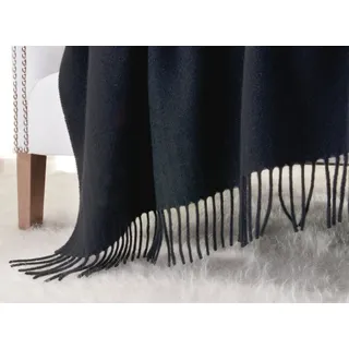 Wolldecke Kaschmirplaid, Wollplaid Riviera, Wolldecke 20% Kaschmir 80% Merino, Wohnen und Accessoires GmbH & Co. KG, FRANSEN schwarz 130 cm x 190 cm